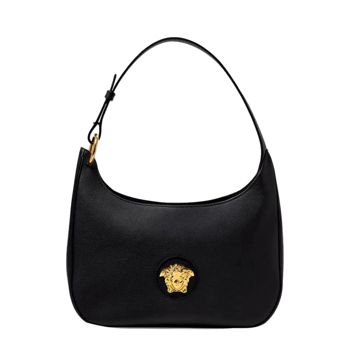 Versace La Medusa Convertible Black Leather Hobo Bag