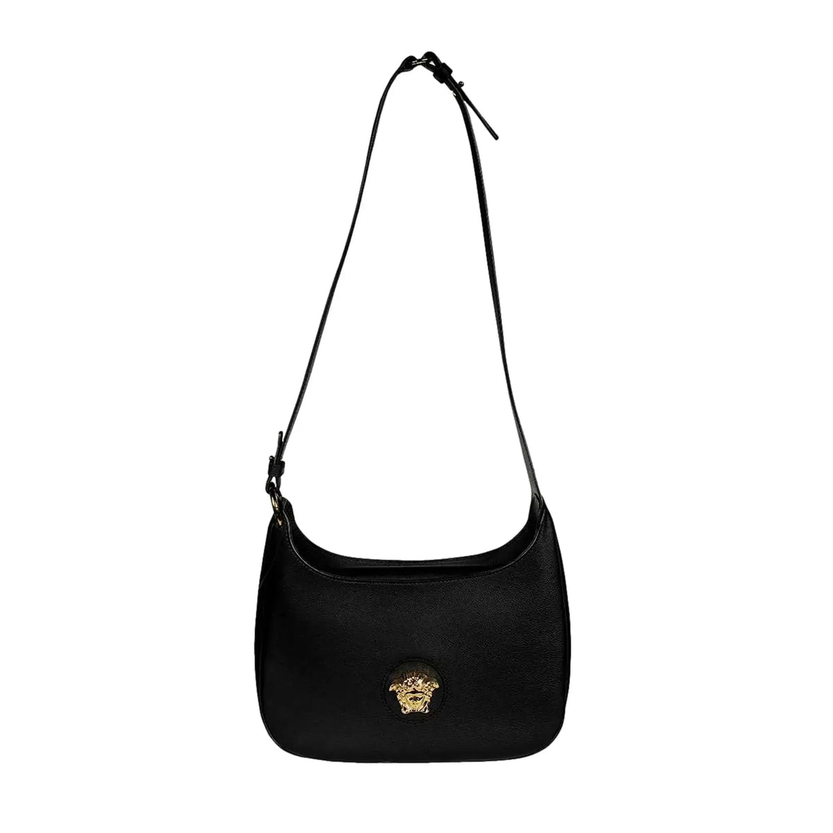 Versace La Medusa Convertible Black Leather Hobo Bag - Handbags - Clayton's Online Store