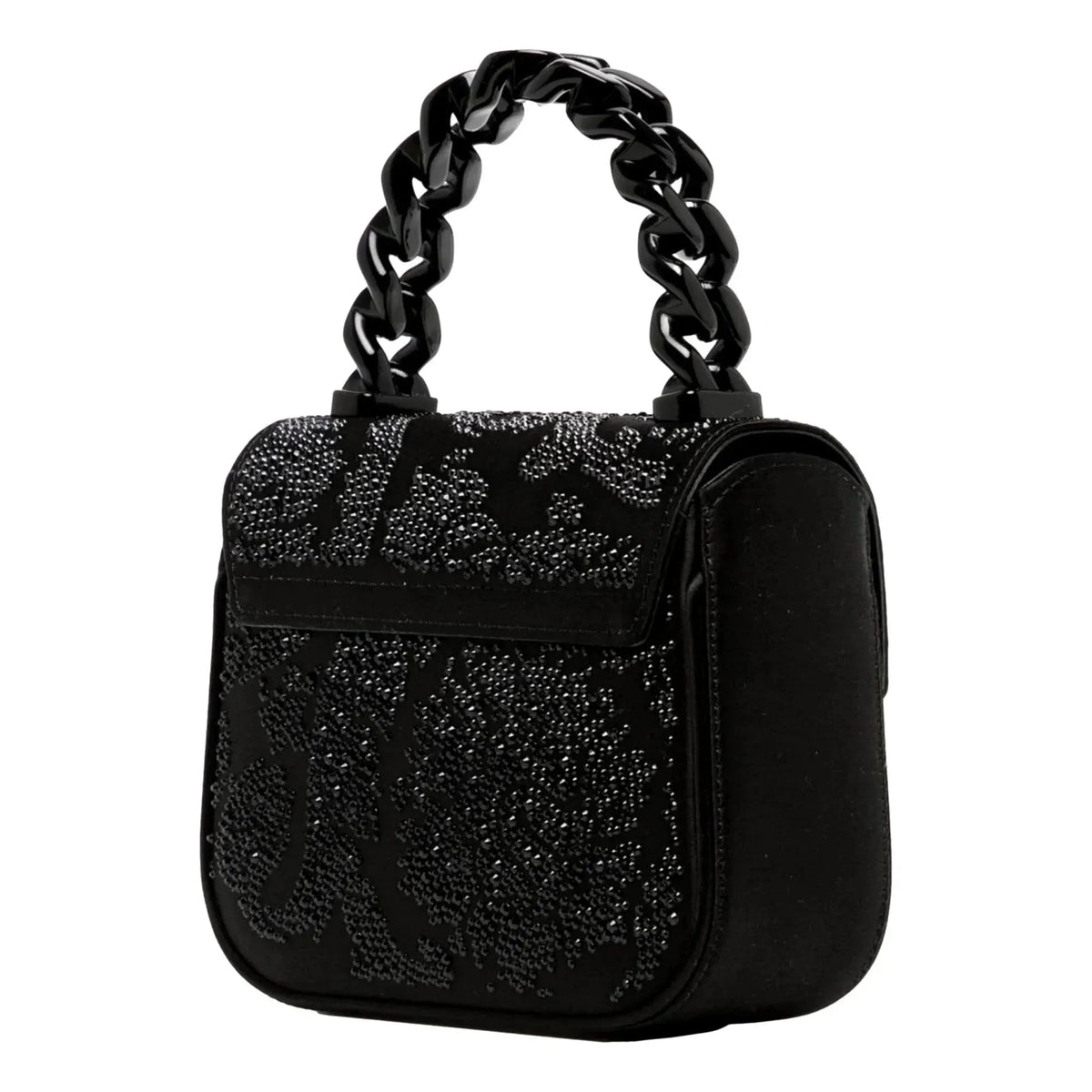 Versace La Medusa Crystal Mini Top Handle Tote Crossbody Black Silk - Handbags - Clayton's Online Store