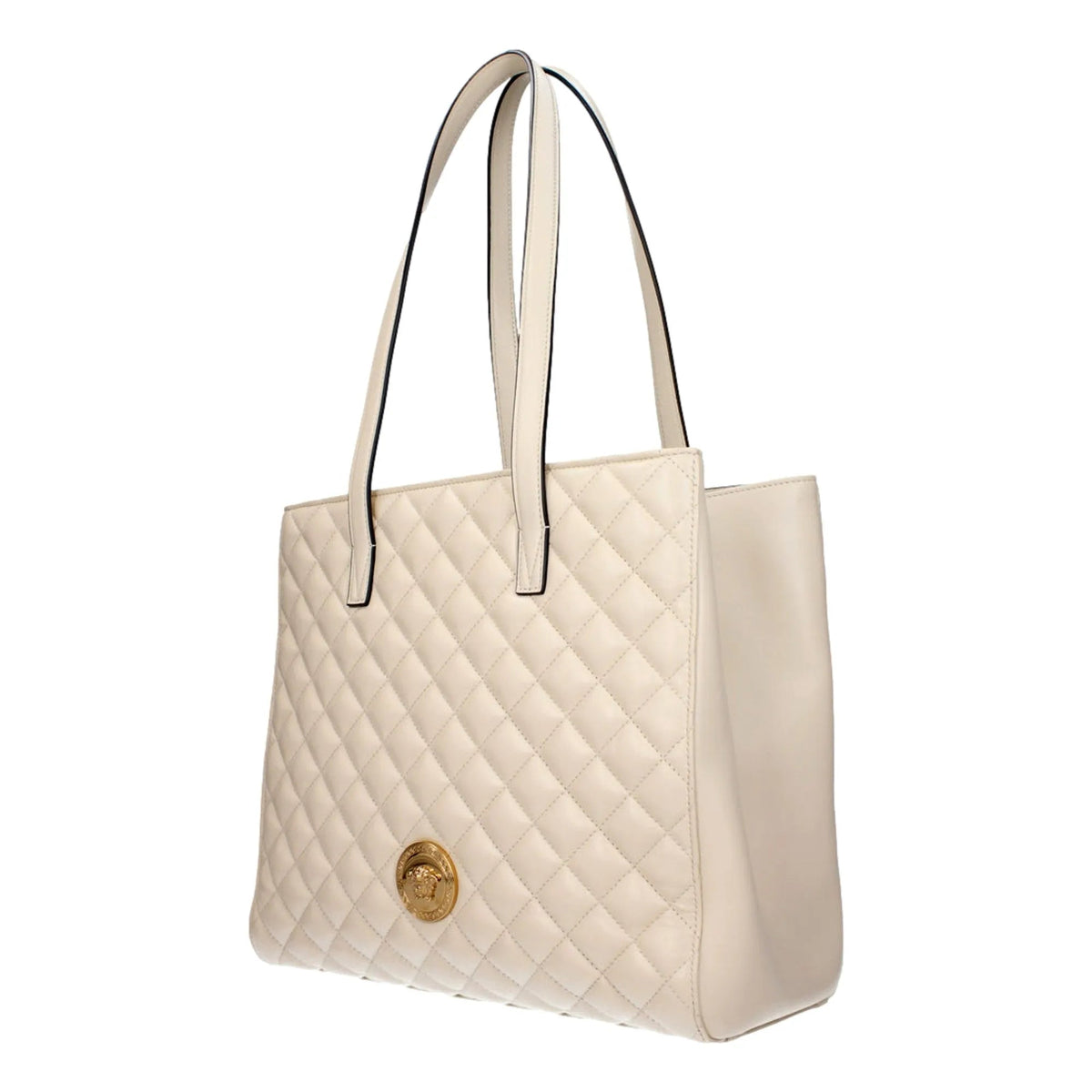 Versace La Medusa Ivory Quilted Leather Totebag - Handbags - Clayton's Online Store