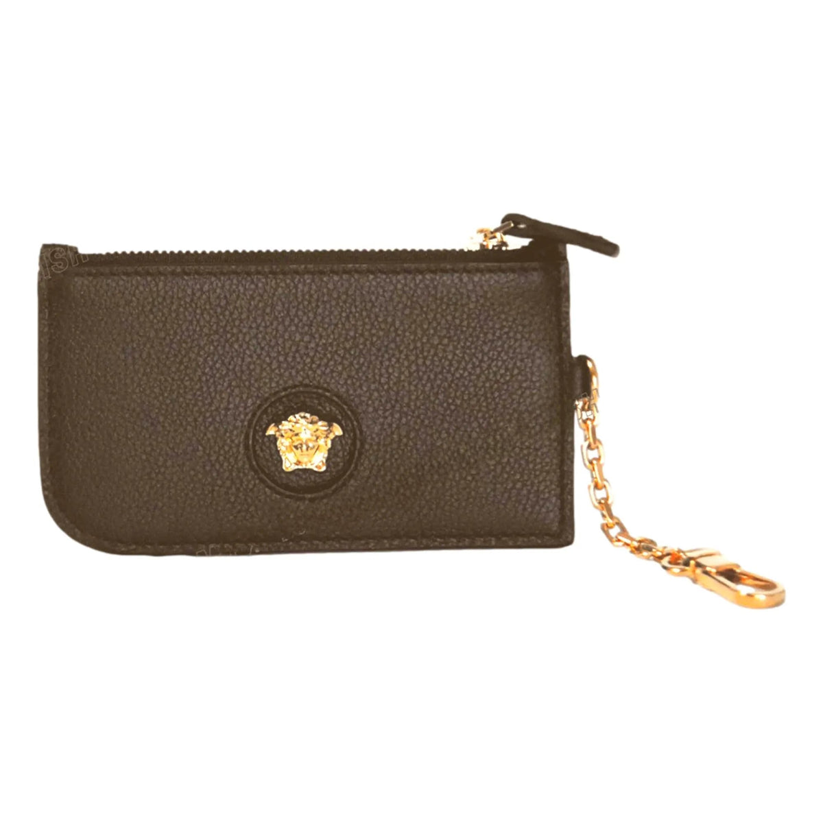 Versace La Medusa Khaki Vitello Card Case Key Chain - Wallets - Clayton's Online Store