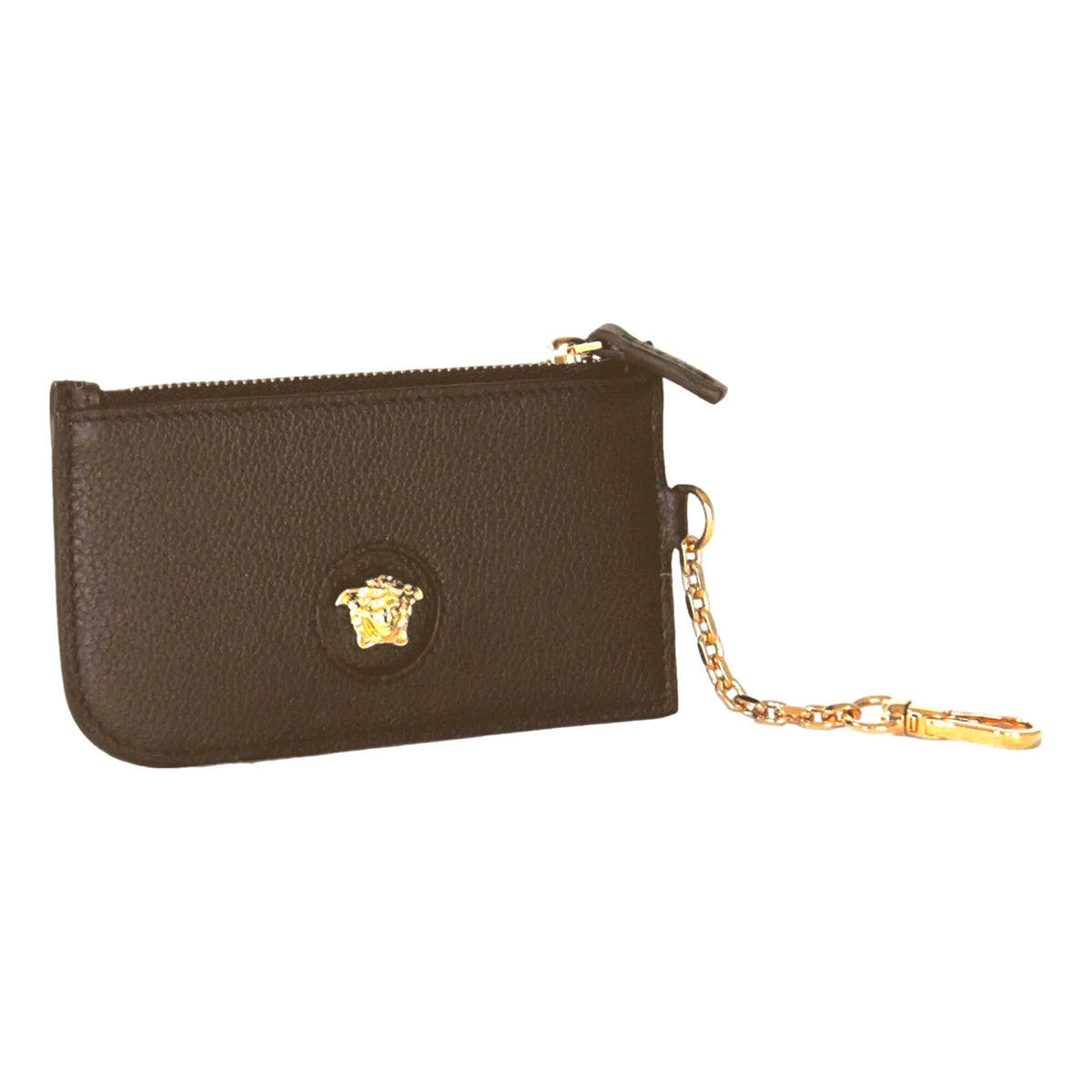 Versace La Medusa Khaki Vitello Card Case Key Chain - Wallets - Clayton's Online Store