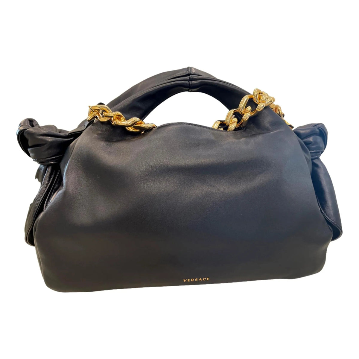 Versace La Medusa Lambskin Leather Black Gold Chain Bag - Handbags - Clayton's Online Store