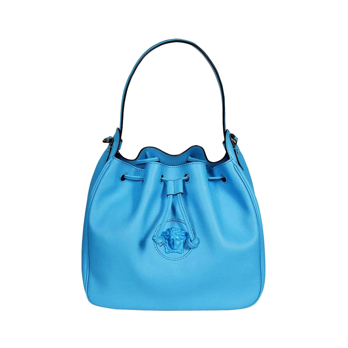 Versace La Medusa Leather Bucket Bag Blue - Handbags - Clayton's Online Store