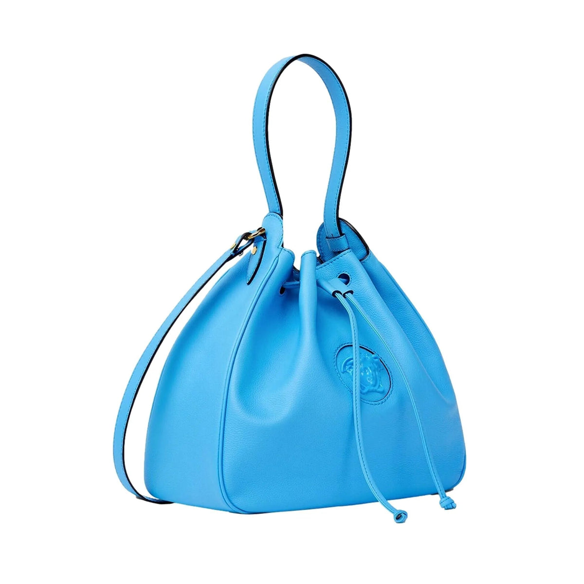 Versace La Medusa Leather Bucket Bag Blue - Handbags - Clayton's Online Store