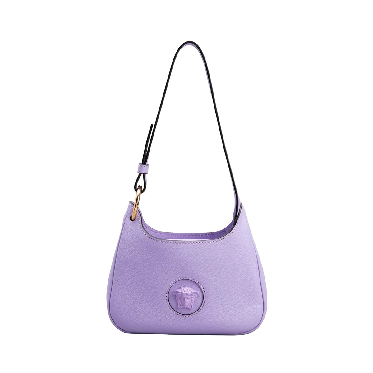 Versace La Medusa Lilac Pebbled Leather Mini Hobo Bag