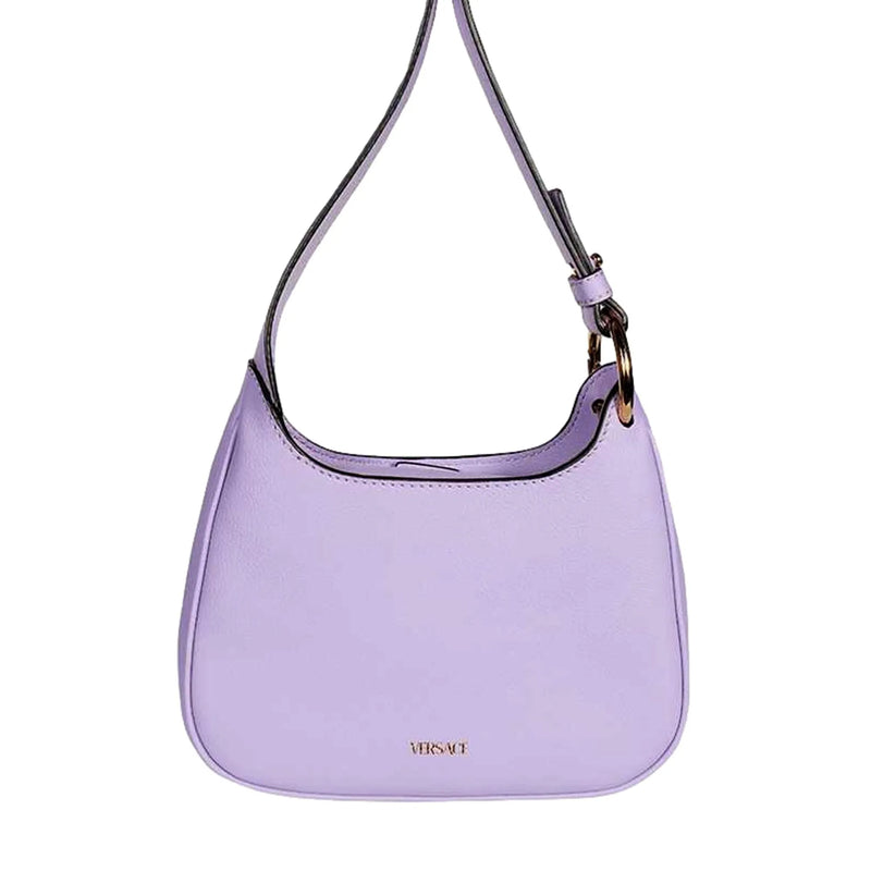 Versace La Medusa Lilac Pebbled Leather Mini Hobo Bag