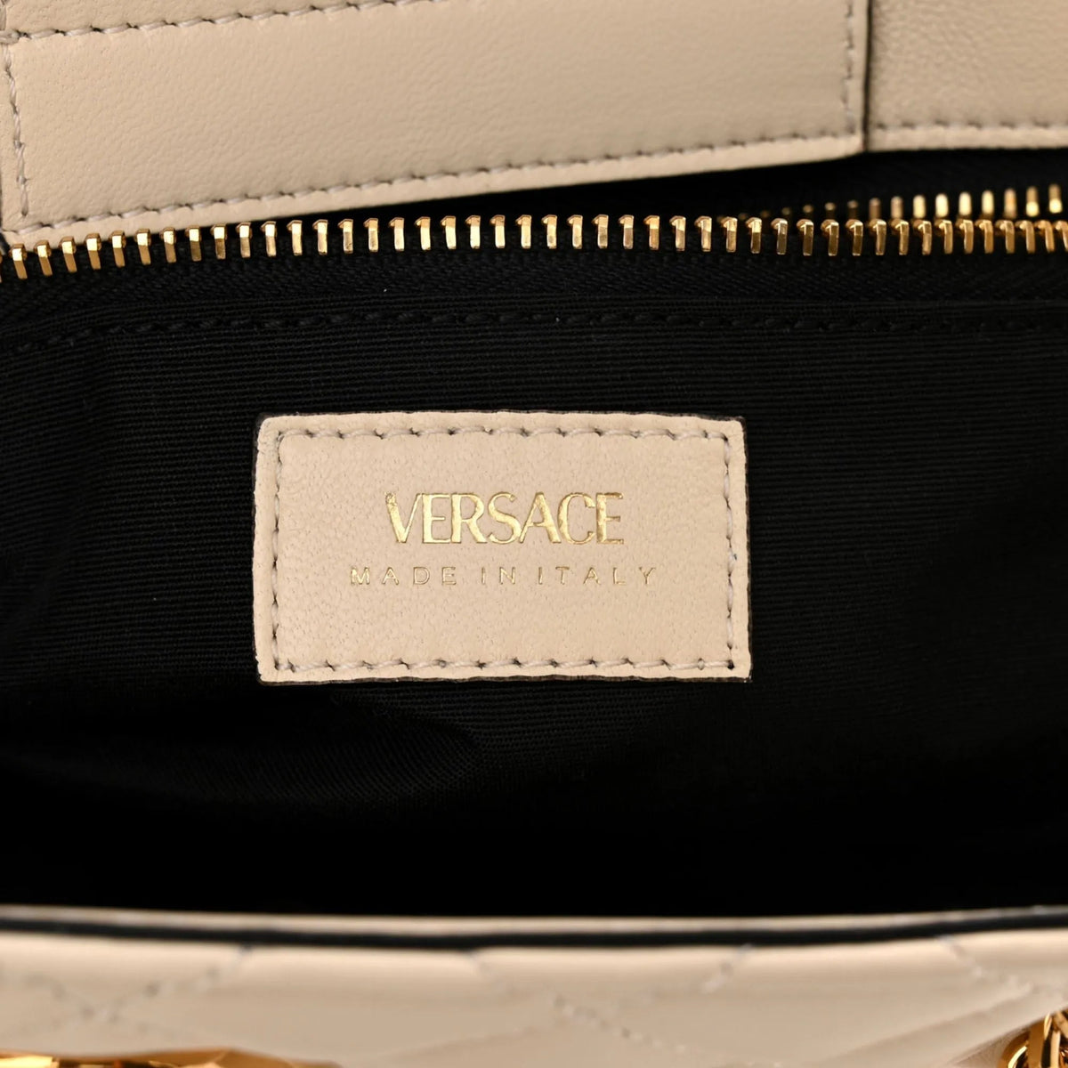 Versace La Medusa Nappa Quilted Beige Leather Large Tote Bag - Handbags - Clayton's Online Store