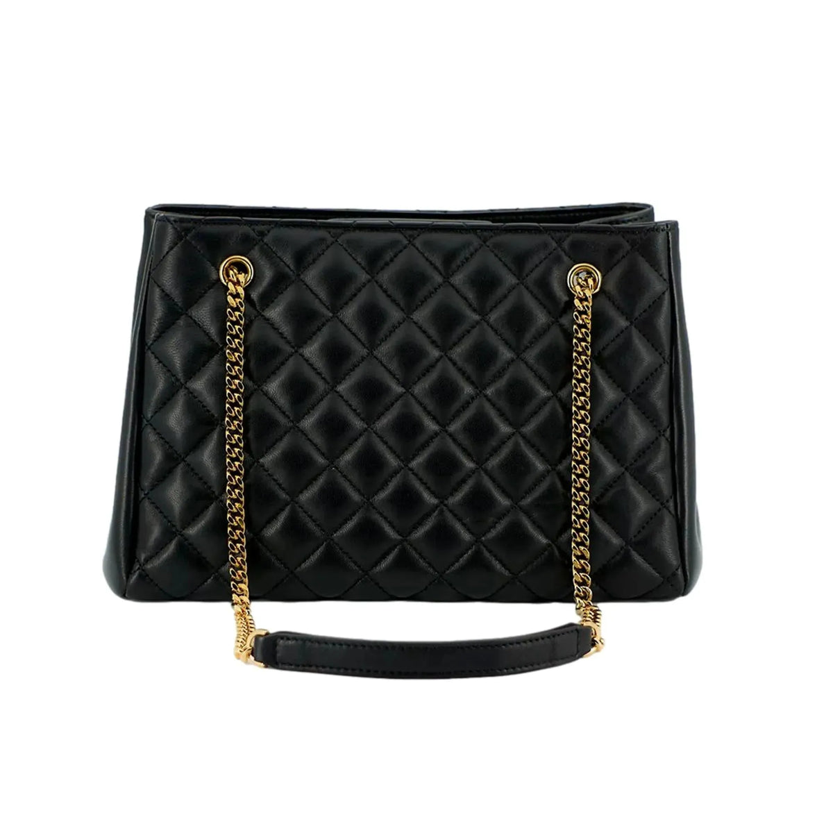 Versace La Medusa Nappa Quilted Black Leather Large Tote Bag