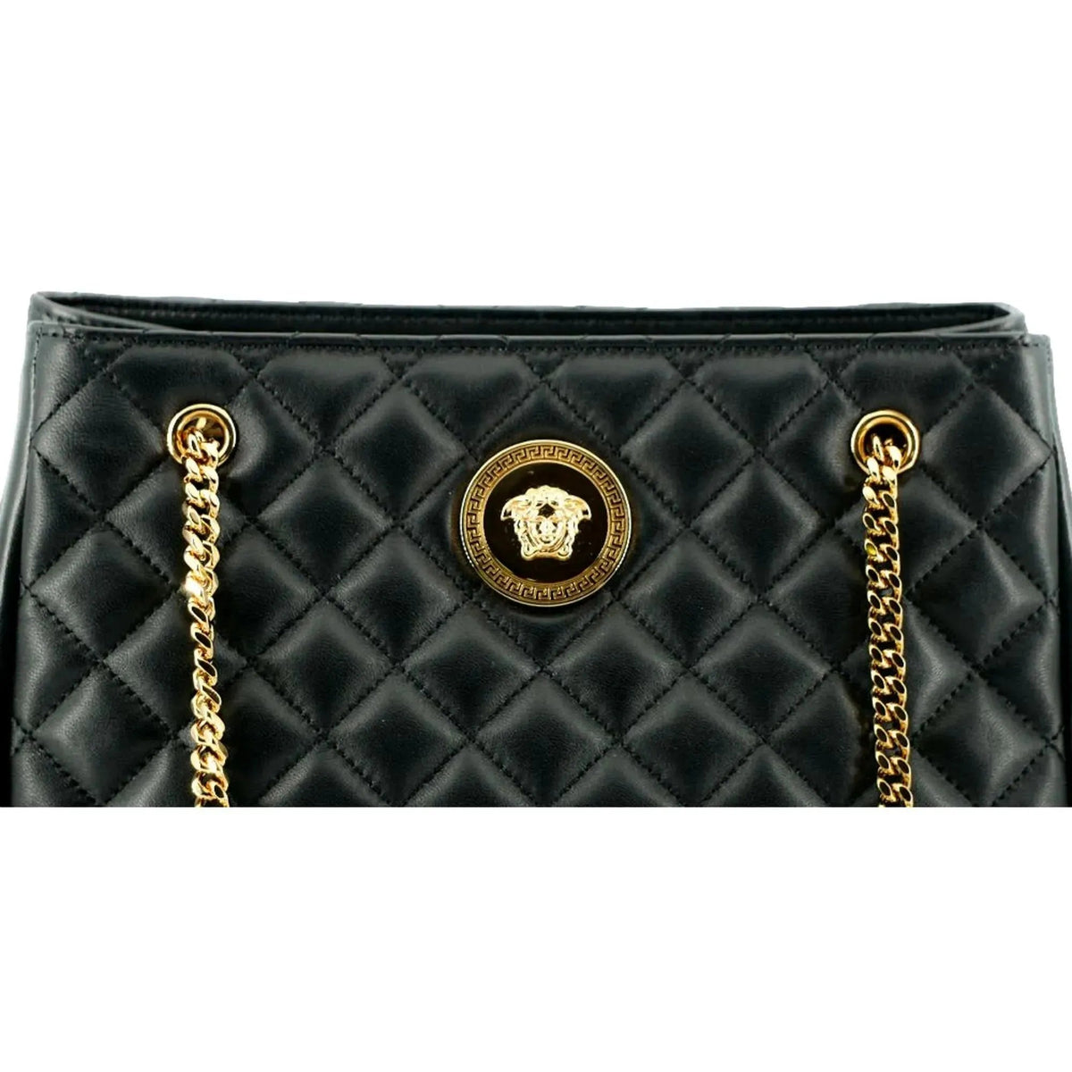 Versace La Medusa Nappa Quilted Black Leather Large Tote Bag - Handbags - Clayton's Online Store