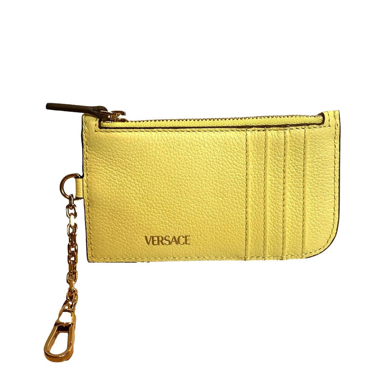 Versace La Medusa Pineapple Yellow Vitello Card Case Key Chain