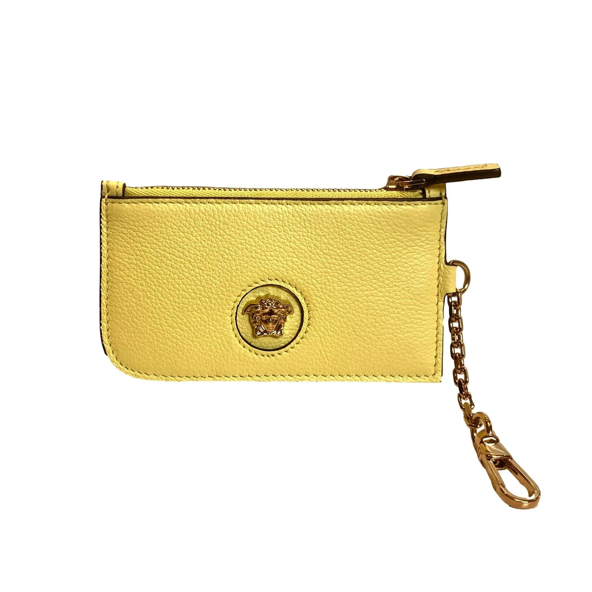 Versace La Medusa Pineapple Yellow Vitello Card Case Key Chain