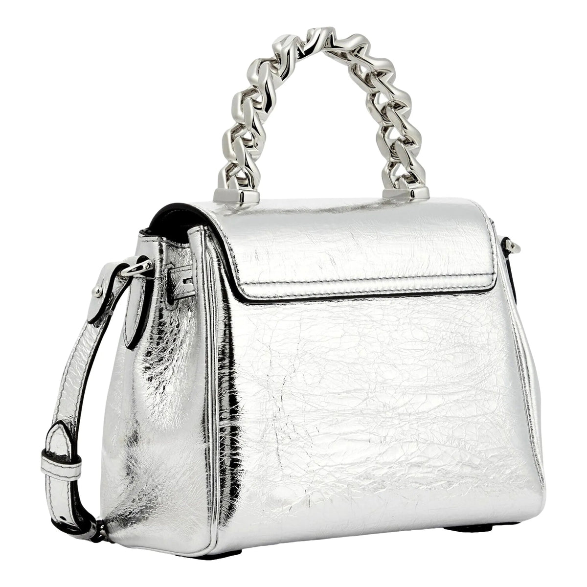 Versace La Medusa Silver Metallic Top Handle Handbag - Handbags - Clayton's Online Store