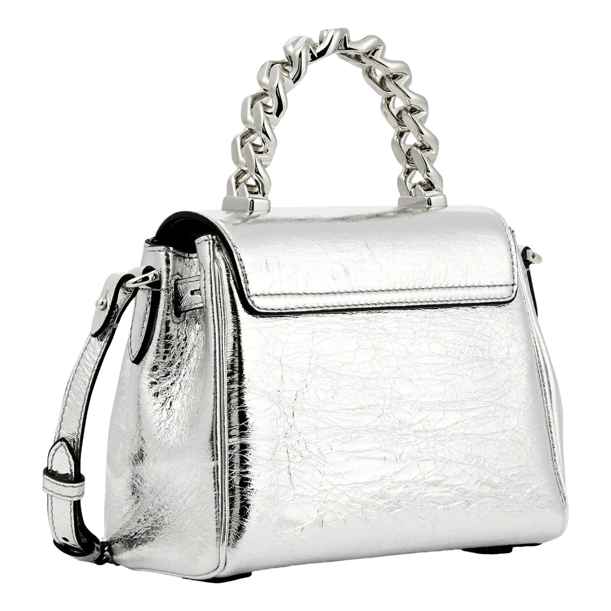 Versace La Medusa Silver Metallic Top Handle Handbag