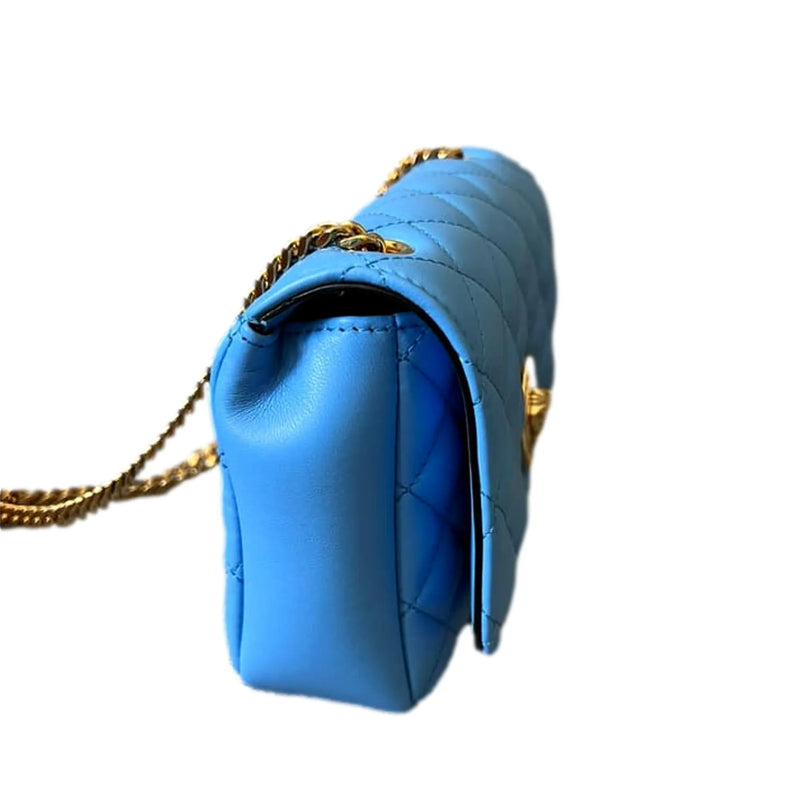 Versace Medusa Nappa Quilted Blue Leather Chain Crossbody - Handbags - Clayton's Online Store