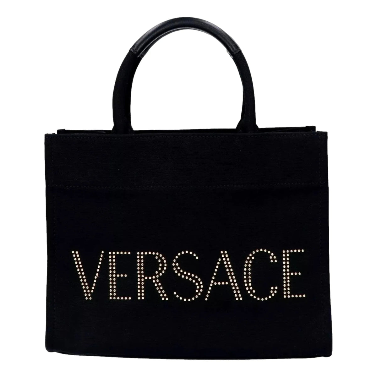 Versace Nero Canvas Studded Logo Mini Totebag - Handbags - Clayton's Online Store