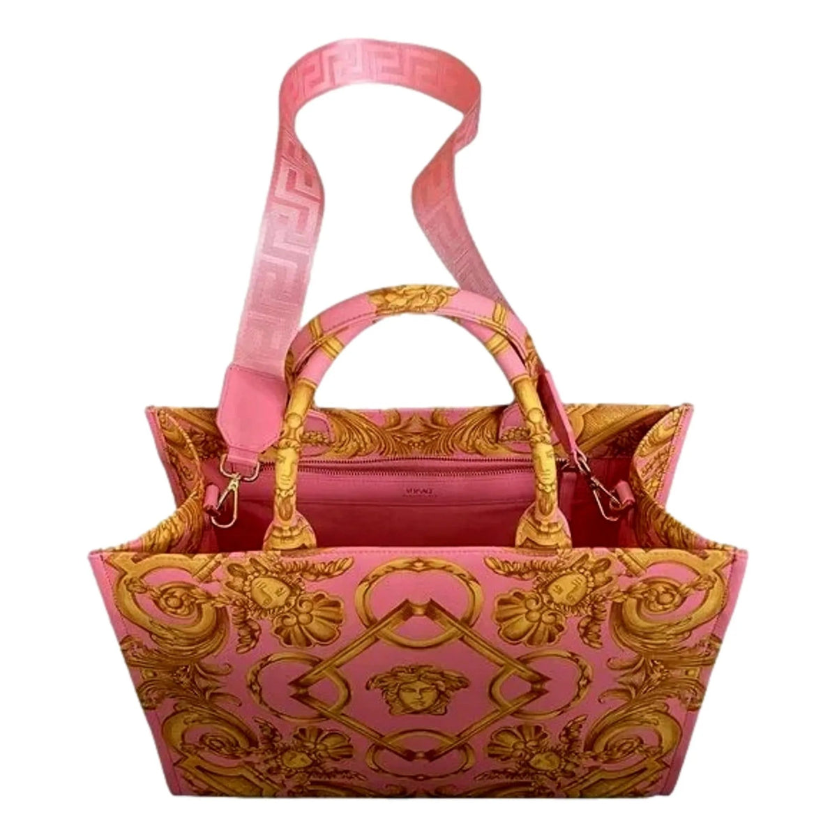 Versace Pastel Pink Signature Print Large Canvas Tote - Handbags - Clayton's Online Store