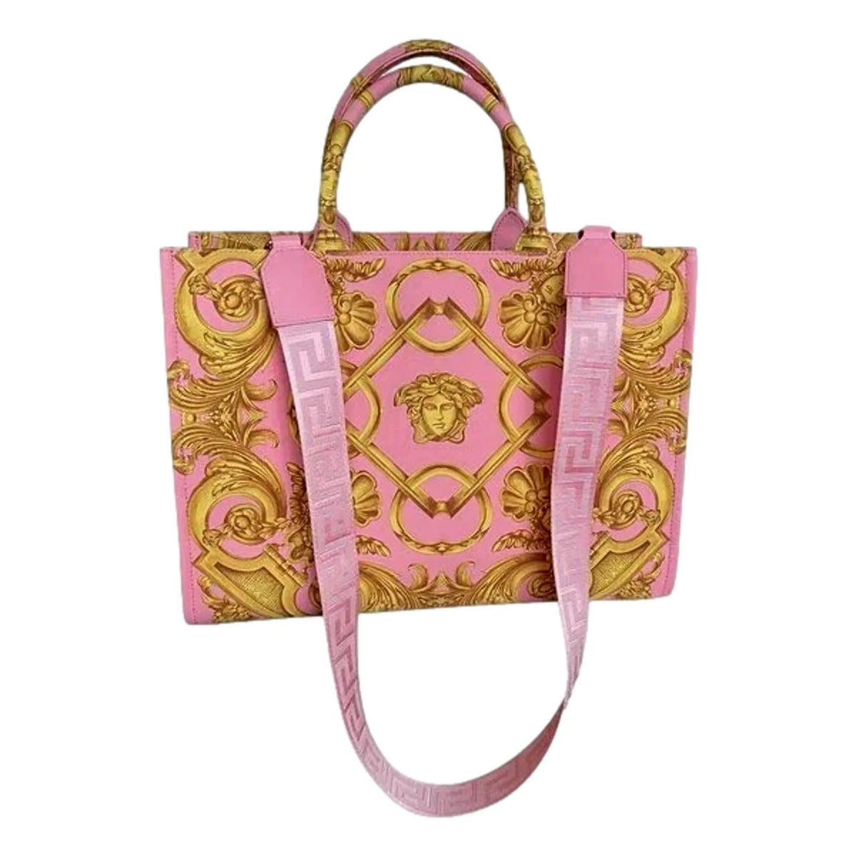 Versace Pastel Pink Signature Print Large Canvas Tote - Handbags - Clayton's Online Store