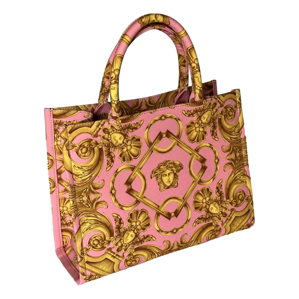 Versace Pastel Pink Signature Print Small Canvas Tote - Handbags - Clayton's Online Store