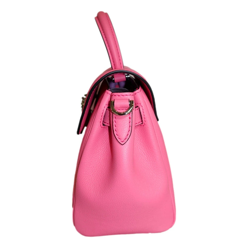 Versace Top Handle Flamingo Pink Vitello Leather Handbag - Handbags - Clayton's Online Store