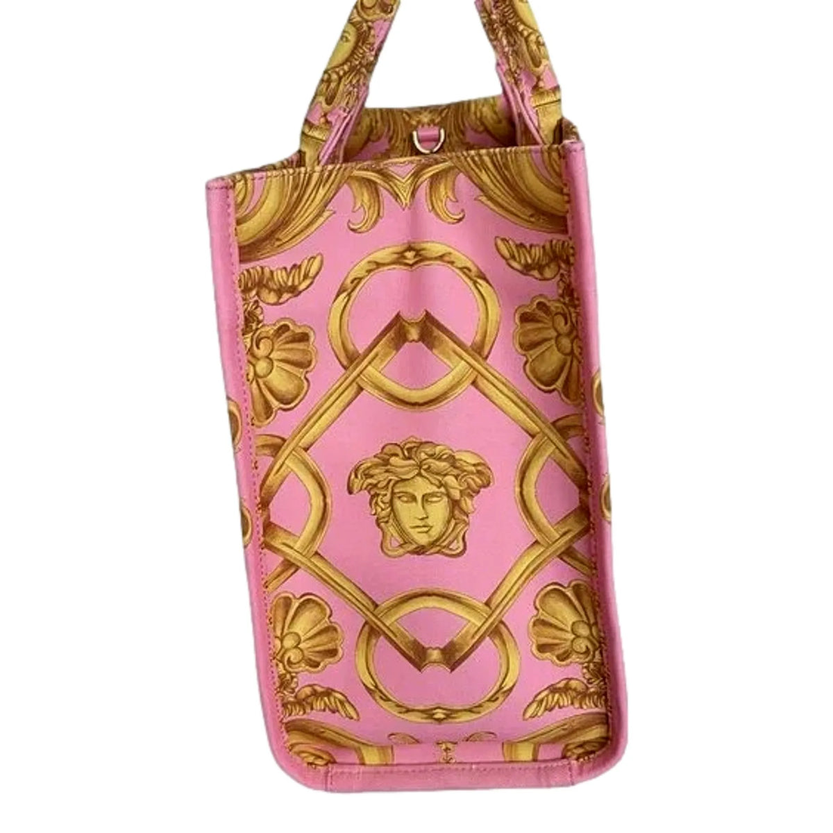 Versace Pastel Pink Signature Print Large Canvas Tote