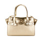 Michael Kors Carmen Medium Pale Gold Saffiano Leather Satchel Purse Bag
